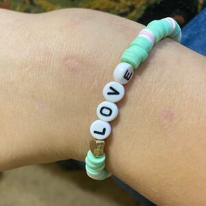 Green clay bead bracelet